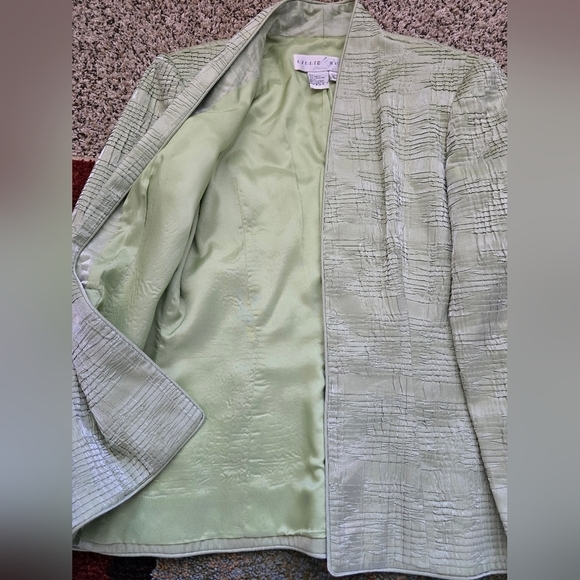 Lillie Rubin Blazer Jacket Womens Sz 14 Green Open Vintage Career - Picture 6 of 9